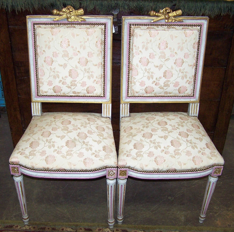 Image of Pair French upholstered side chairs