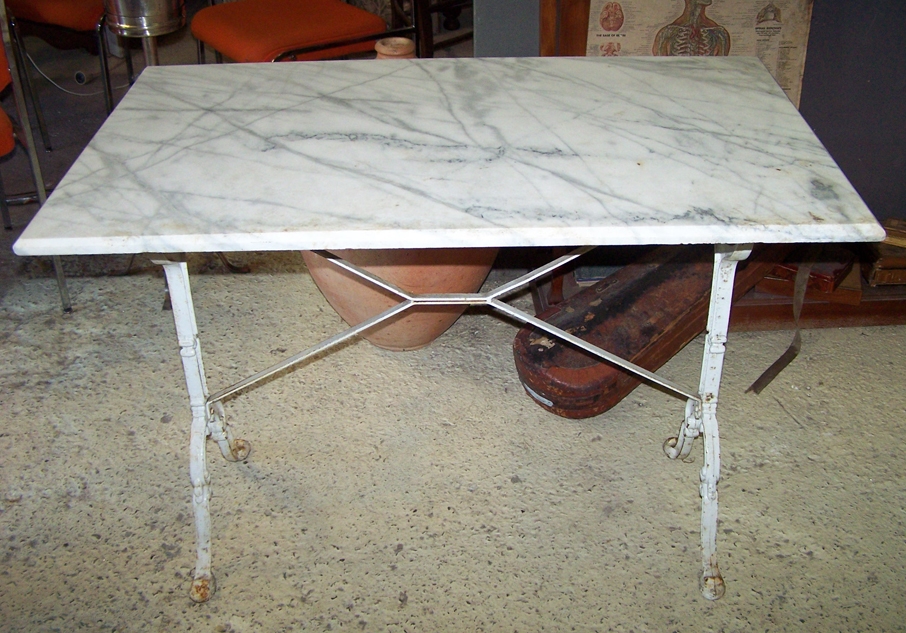Image of French marble & metal garden table