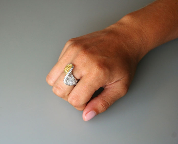 Image of Diamond and Yellow Sapphire Gold Ring.