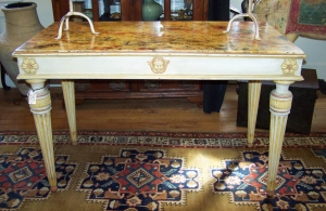 Image of Louis VI style French faux marble painted table