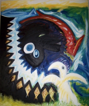 Image of Fatu Feu'u Oil on board 'Maravovo' 1992