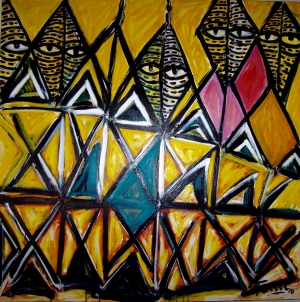 Image of Fatu Feu'u Acrylic on Canvas 'Matu Mua'