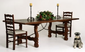 Image of Spanish Oak Table with Iron Stretcher