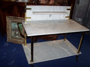 Image of French marble & brass 2 tiered trolley