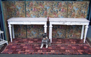 Image of French painted pair 19thC console tables