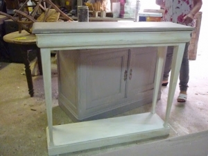 Image of French painted 1 drawer console table