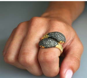 Image of Diamond, Ruby, Sapphire and Gold Serpent Ring.